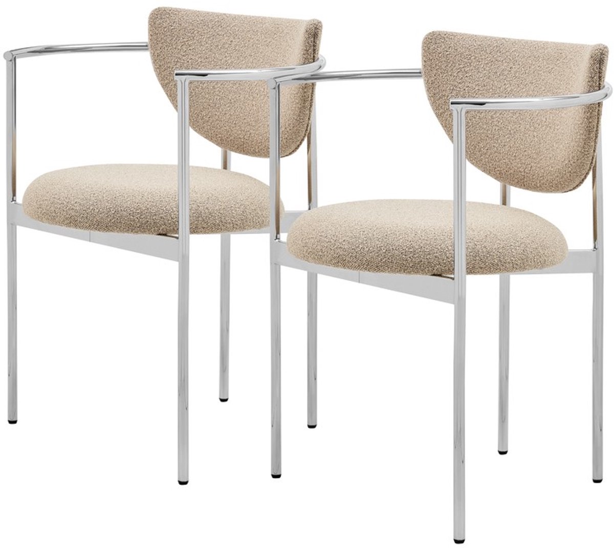 Pugsdrly Set van 2 eetkamerstoelen in Scandinavisch design, 2 kleurvarianten: kaki met roestvrij staal / crème met zwart metalen frame, stoffen bekleding, compacte afmetingen 78x60x56 cm, eenvoudige montage – ideaal voor kleine ruimtes