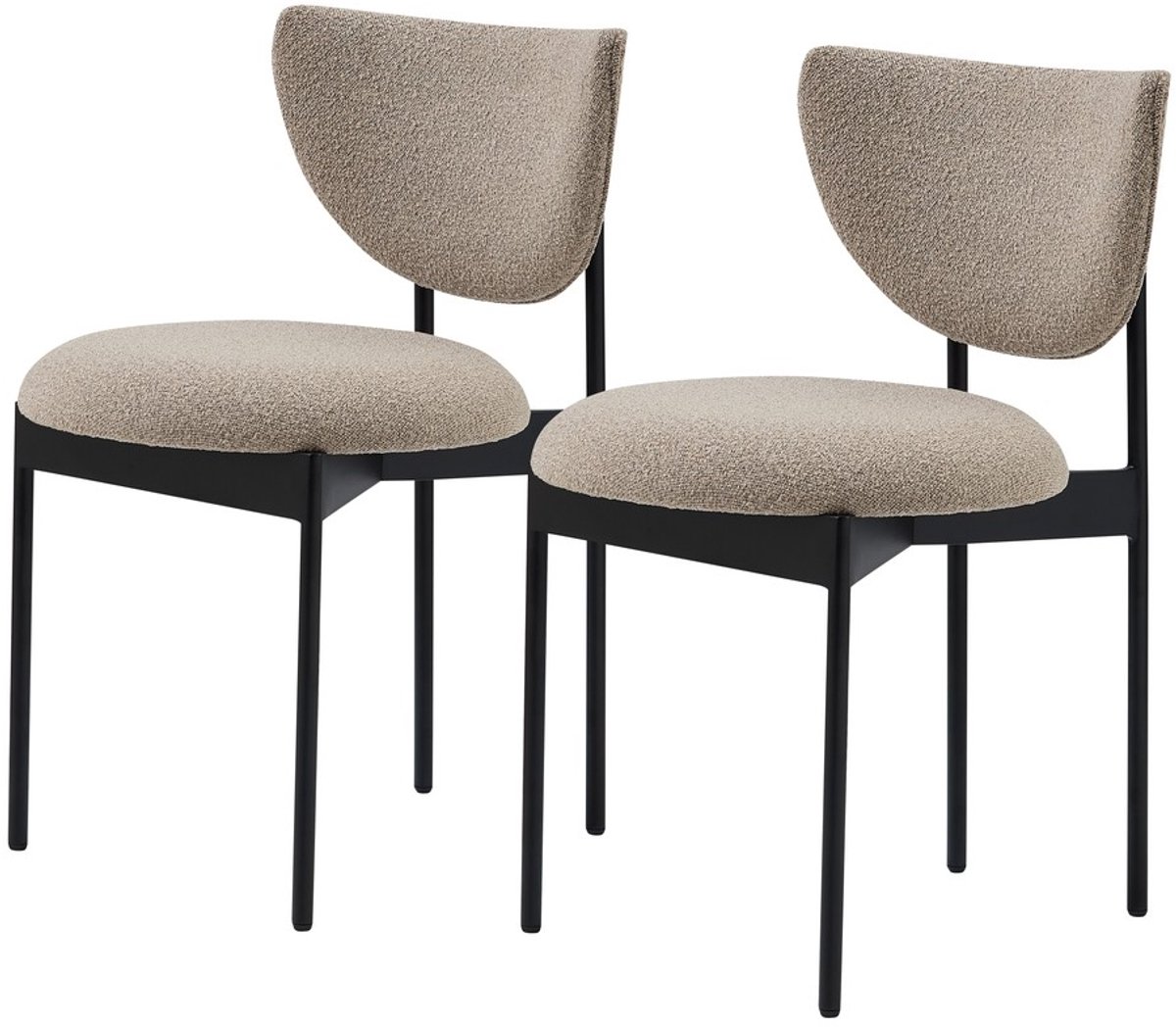 Pugsdrly Set van 2 eetkamerstoelen in Scandinavisch design, 2 kleurvarianten: kaki met roestvrij staal / crème met zwart metalen frame, stoffen bekleding, compacte afmetingen 78x60x56 cm, eenvoudige montage – ideaal voor kleine ruimtes