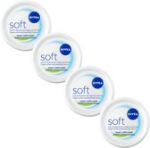 NIVEA Soft Bodycrème - Body Cream voor Lichaam en Gezicht - Hydraterende Gezichtscrème - Voordeelverpakking - 4 x 50 ml