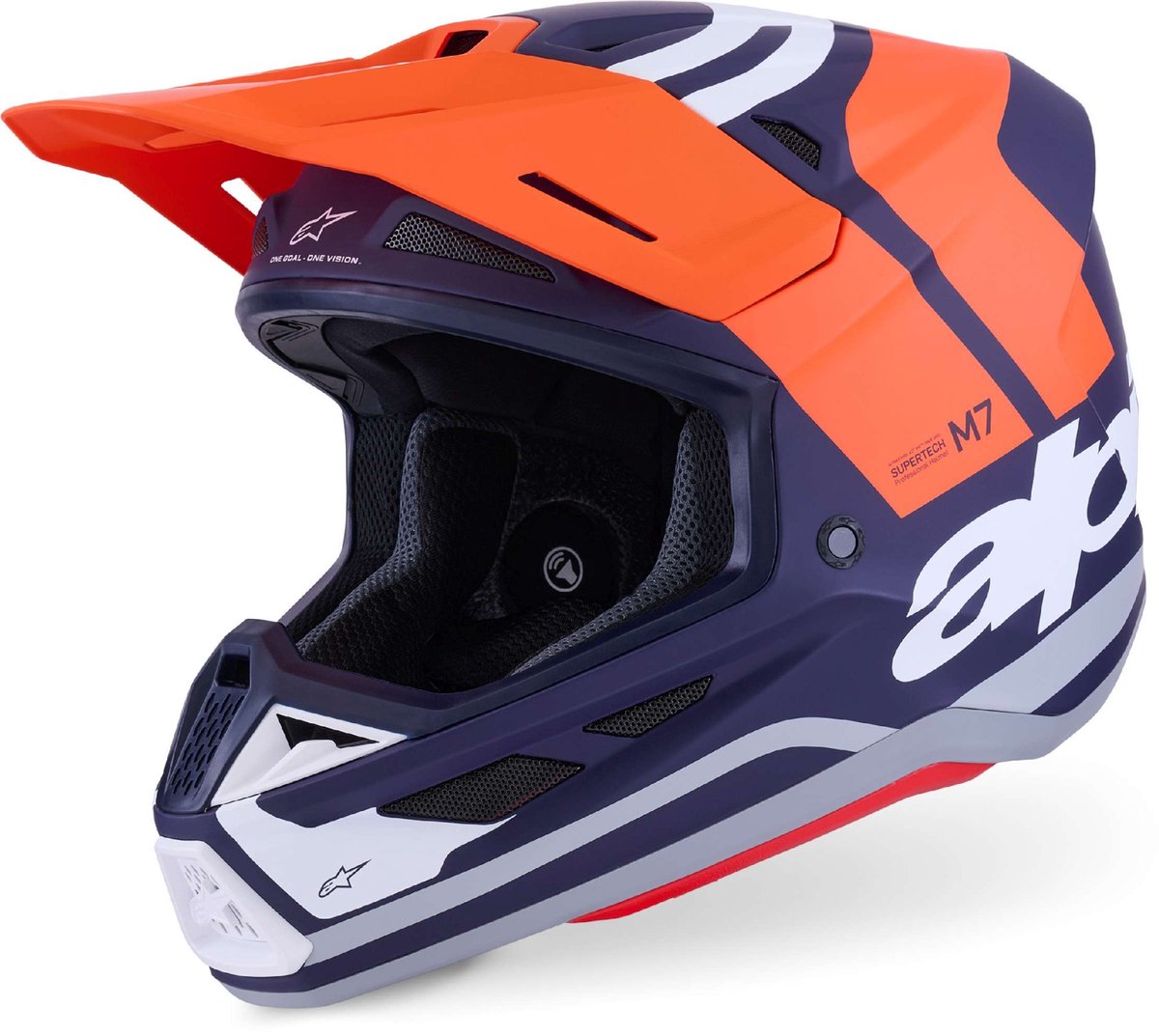 Alpinestars S-M7 Core Mat Oranje Blauw Crosshelm - Helm