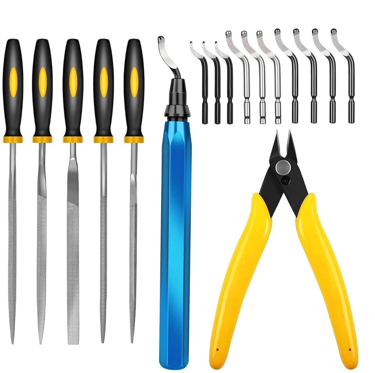 Ontbraamgereedschapsset - Precisiegereedschapset - 3D-printen gladmaken - 21 graden schuine kop - 18 x 13 x 2 cm - Metaal