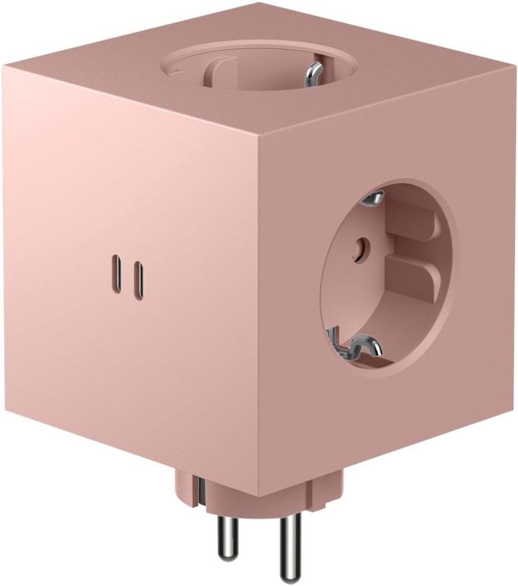 Compacte Stekkerdoos Zonder Snoer - New Pink - 15 x 7,6 x 0,1 cm - 3 Stopcontacten en 2 USB-C Poorten - Voor Thuis, Kantoor en Op Reis