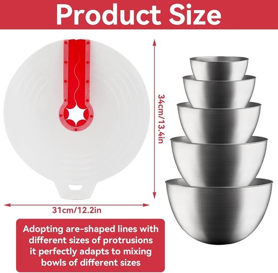 Siliconen spatguard voor staafmixer - Ø 34 cm - Mengkom spatguard - Eischuim spatguard - Splash cover voor eierkom — afbeelding 2
