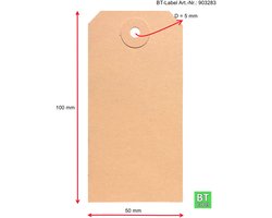 SnelShoppen - BT-Label Set van 1000 Papieren Goederenetiketten 50 x 100 mm met Versterkt Kartonnen Oog - Perfect voor Organisatie, Verzending en Label
