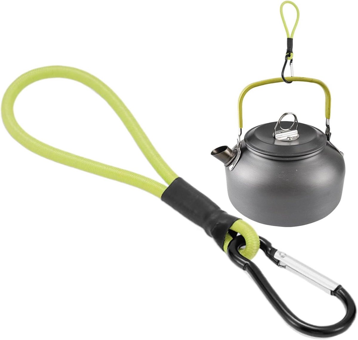 Elastische Bungee - Spanbanden met Haken - Bagage Bevestigen - Snelle Ontgrendeling - 22 cm Lengte - Fluorescerend Groen