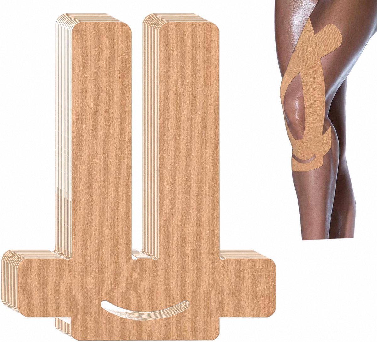 Tolvia Kinesiologietape Tape Knie - 10 Stuks - Kinesiotape voor Knie - Waterbestendige Sporttape - Hypoallergene Katoenen Knie Tape - Beige