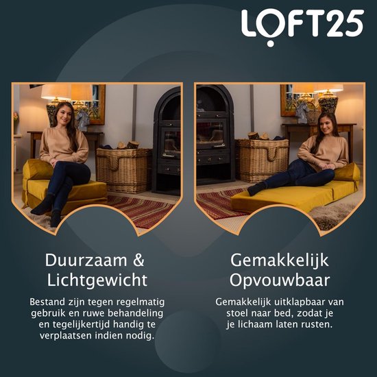 Opvouwbare Z-Stoel - Logeerbed Matras - Ontspannen Zitten - Ergonomisch Ontworpen - 60x168cm - Tumeric — afbeelding 5