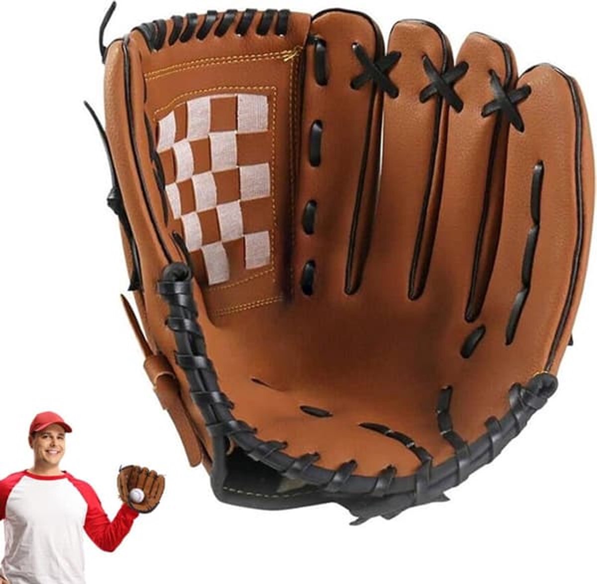 Honkbalhandschoen - Sporthandschoen - Wedstrijdhandschoen - Softbalhandschoen voor beginners - Geschikt voor honkbal/softbal - Volwassenen - 31,75 cm - Bruin - Universeel