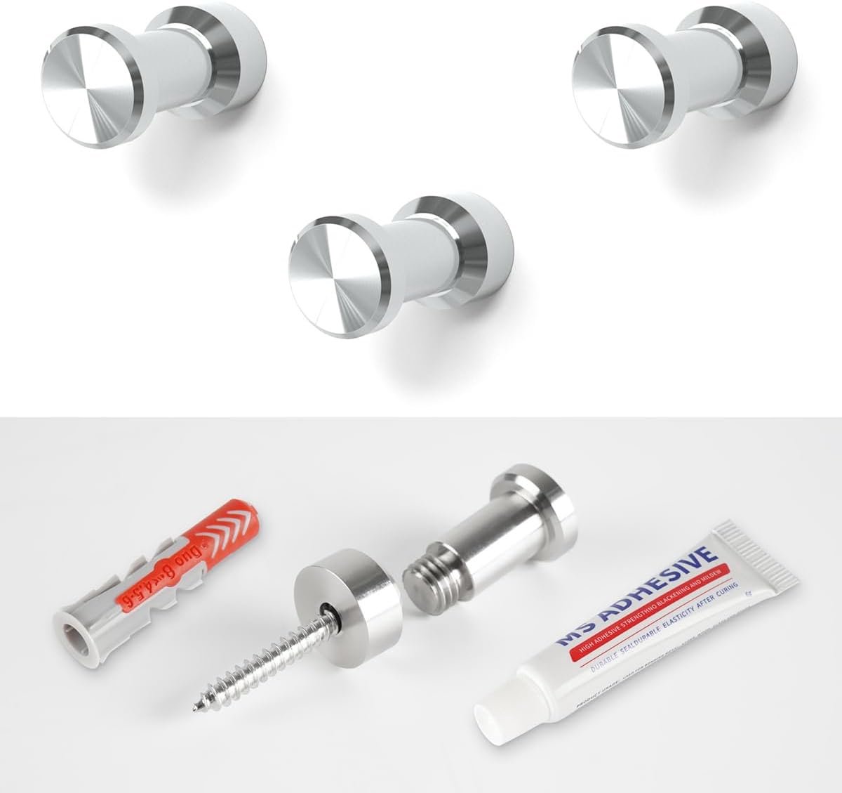 SnelShoppen - Wandhaken Set van 3, Handdoekhaken, Kledinghaken, RVS voor Badkamer en Keuken, Zelfklevend en Voor Schroeven, Corrosiebestendig