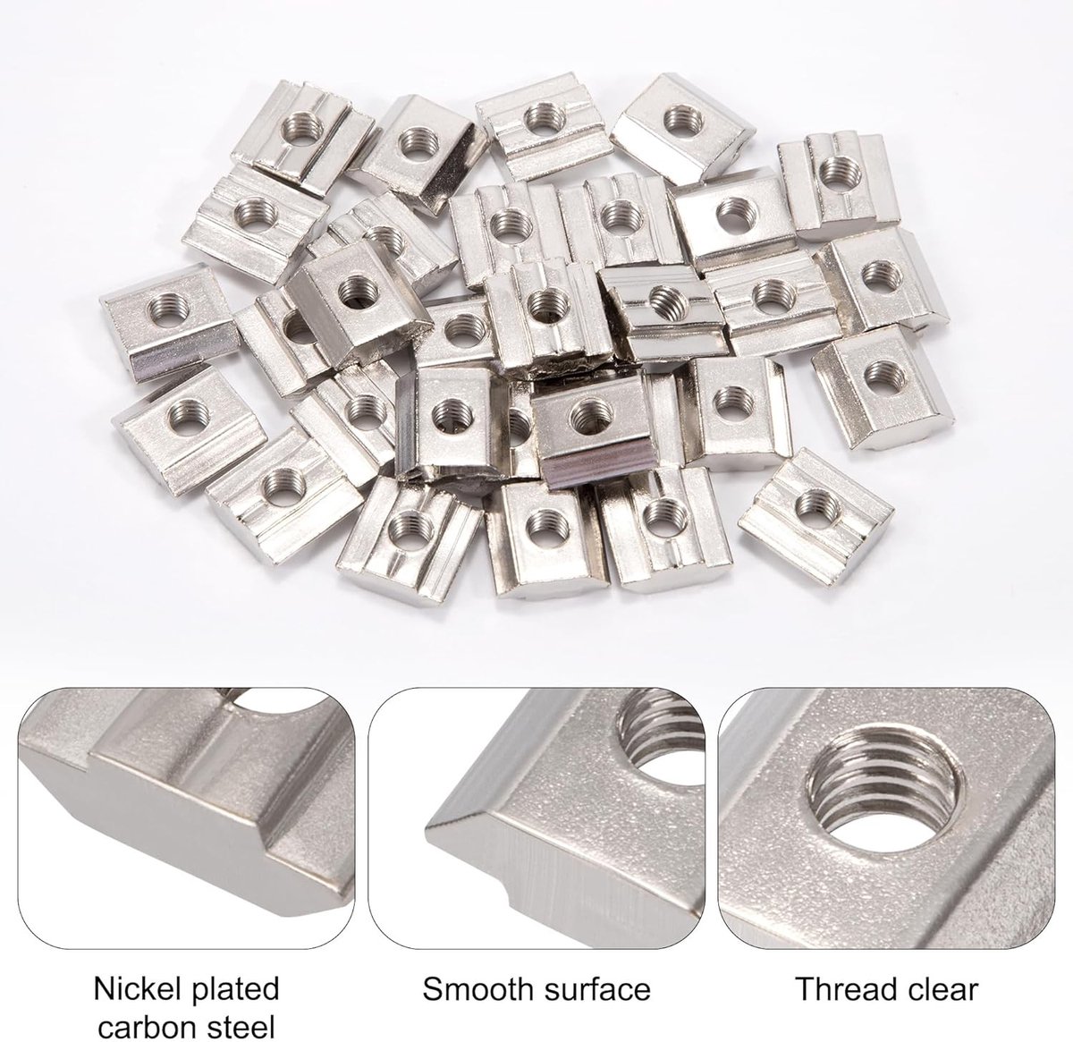 M6 T-nuts van koolstofstaal voor aluminium profielen 3030 serie - 50 stuks voor stevige bevestiging en montage