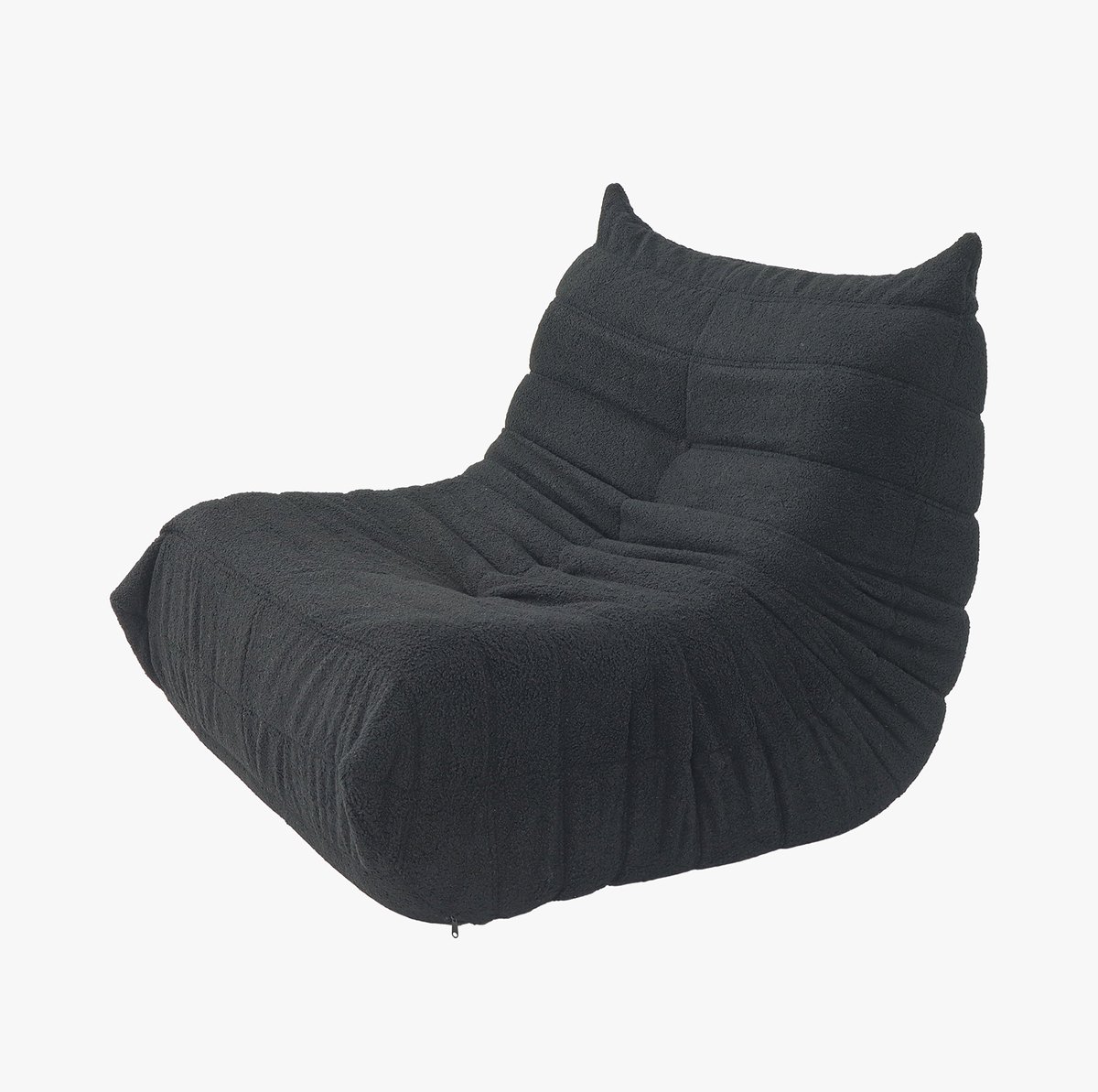 Zitzak – Grote Lounge Fauteuil – Relaxstoel – Ergonomisch Schuim – Zwart Pluche Bekleding – Woonkamer & Slaapkamer