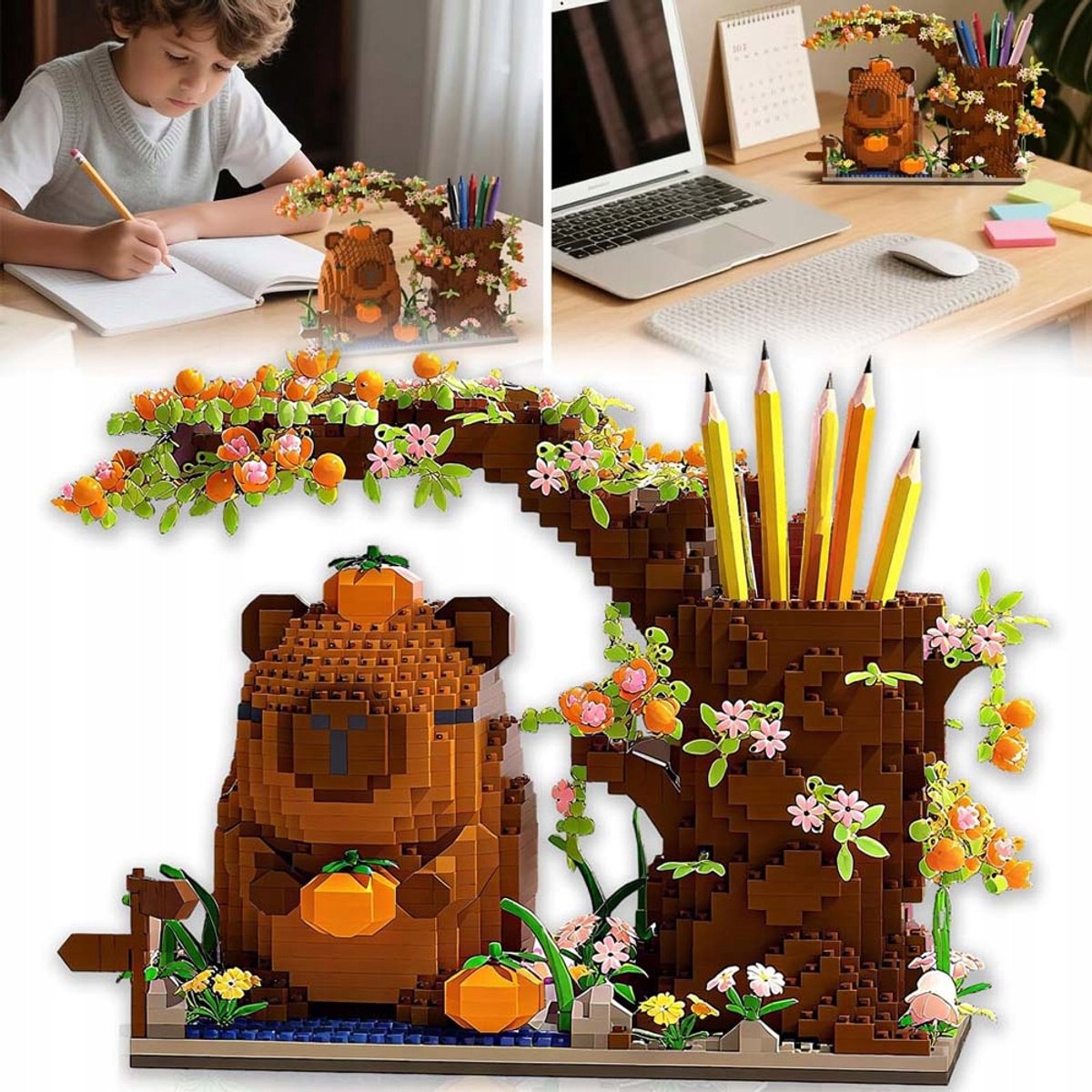 Capybara Blocks Pennenhouder, Bureau-Organizer, Multifunctioneel, Zelfassemblage, Cadeaus en Speelgoed Voor Kinderen