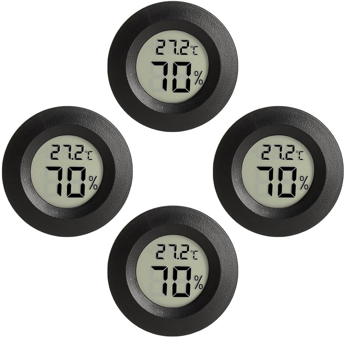 SnelShoppen - 4 stuks Digitale Thermometers en Hygrometers Set - Nauwkeurige Meting van Temperatuur en Luchtvochtigheid - Mini Hygrometer voor Binnen,