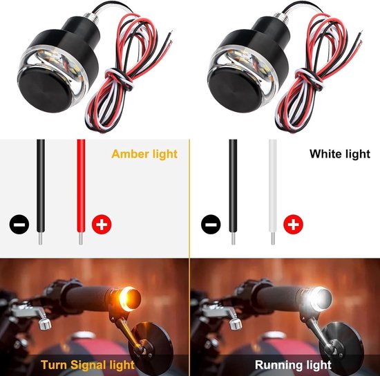 KZQ 2-delige LED richtingaanwijzers voor motor en fiets - Dubbele kleur stuurplug knipperlichten - Wit en geel — afbeelding 4