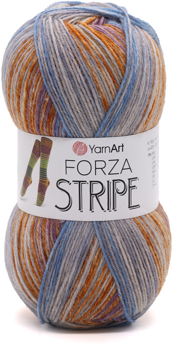 YarnArt Forza Stripe Sokkenwol - 75% Wol 25% Polyamide - voor Sokken Haken en Breien - 100g / 420m - Kleur 2805