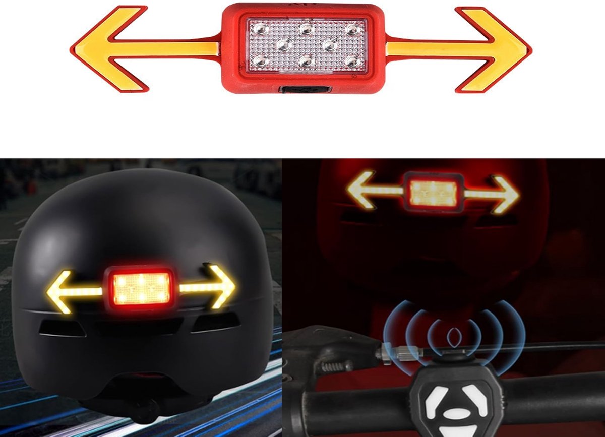 KZQ Draadloze fiets richtingaanwijzer en achterlicht met LED - Waterdicht knipperlicht voor helm en fiets - Rood