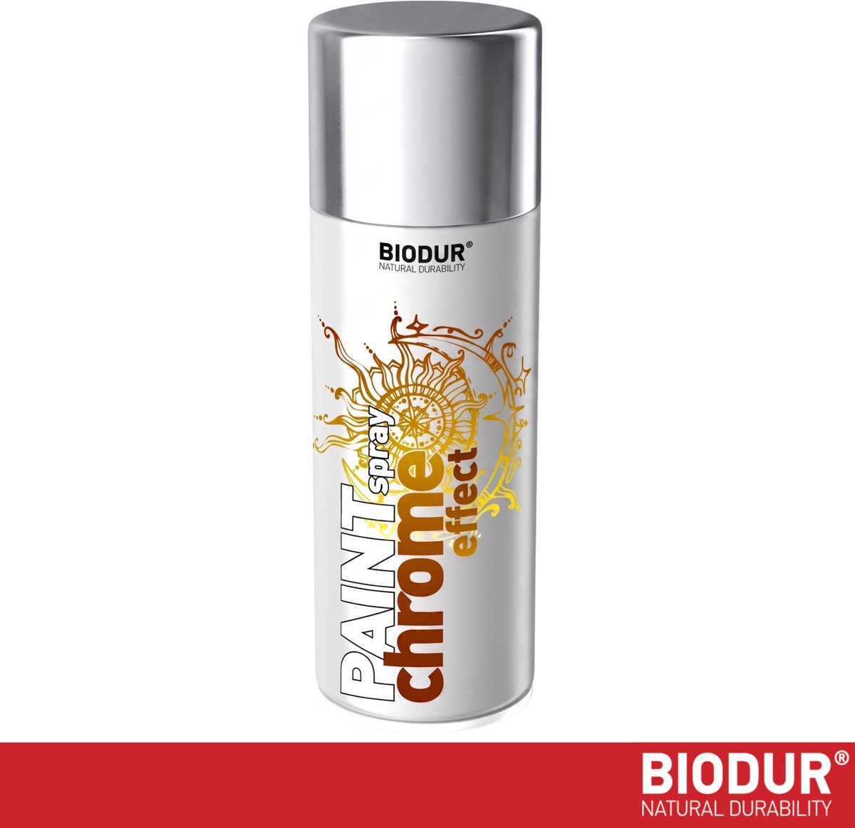 BIODUR Metallic Spuitbus Zilver - Chroom Spiegeleffect - 400 ml - Hoogglans - Sneldrogend - Interieur Decoratie