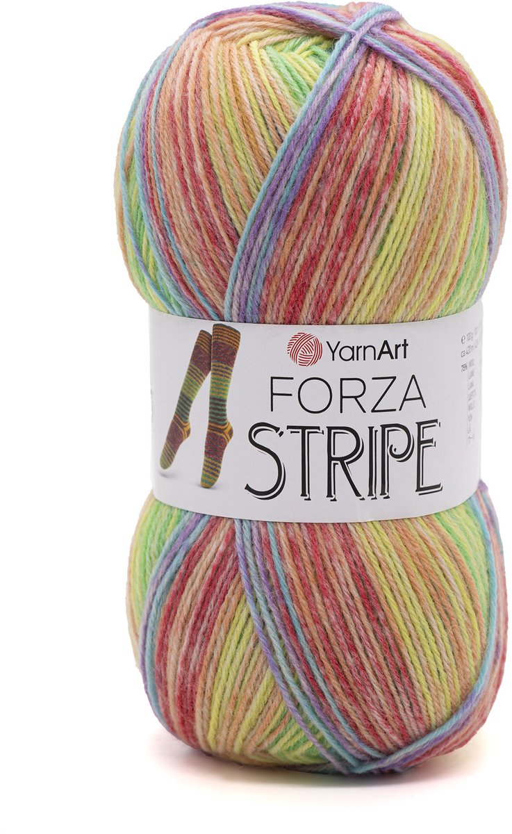 YarnArt Forza Stripe Sokkenwol - 75% Wol 25% Polyamide - voor Sokken Haken en Breien - 100g / 420m - Kleur 2810