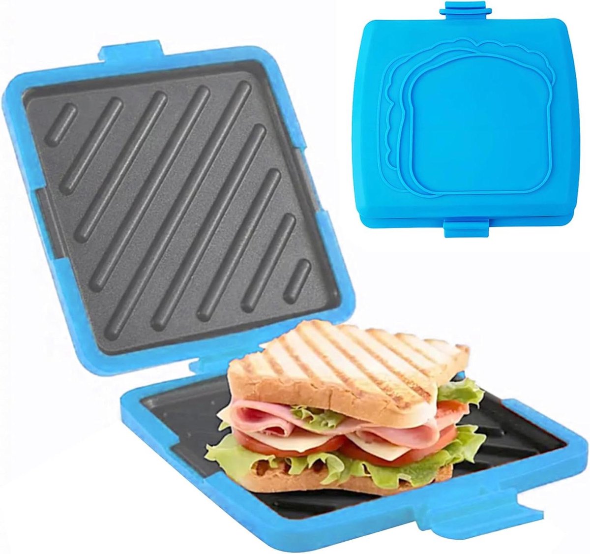 Magnetron Toastie Maker - Snelle Snacks - Warme Broodjes Maken - Geen Elektriciteit Nodig - 18 cm - Blauw