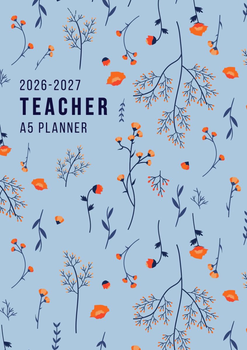 Lesplanner A5 2026-2027 - Blauwe Bloemen - Maand- en Weekindeling - Perfect voor Docenten - SnelShoppen