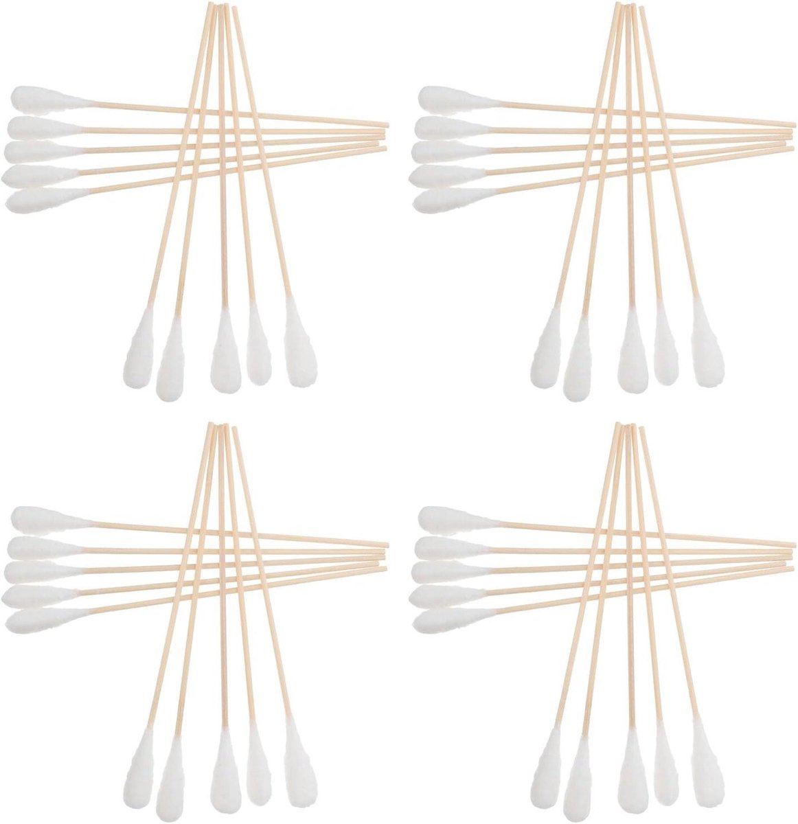Wattenstaafjes Houten Steel - Katoen Applicators - Precisie Reiniging - Pluisvrije Katoen - 50 stuks - Wit