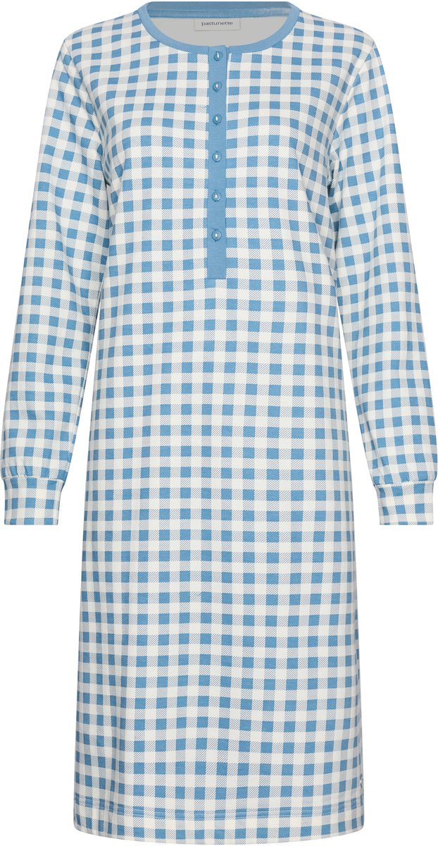 Pastunette - Nachthemd - Blue Cottage - Katoen - Badstof - Blauw/Wit - Geruit - Maat 38
