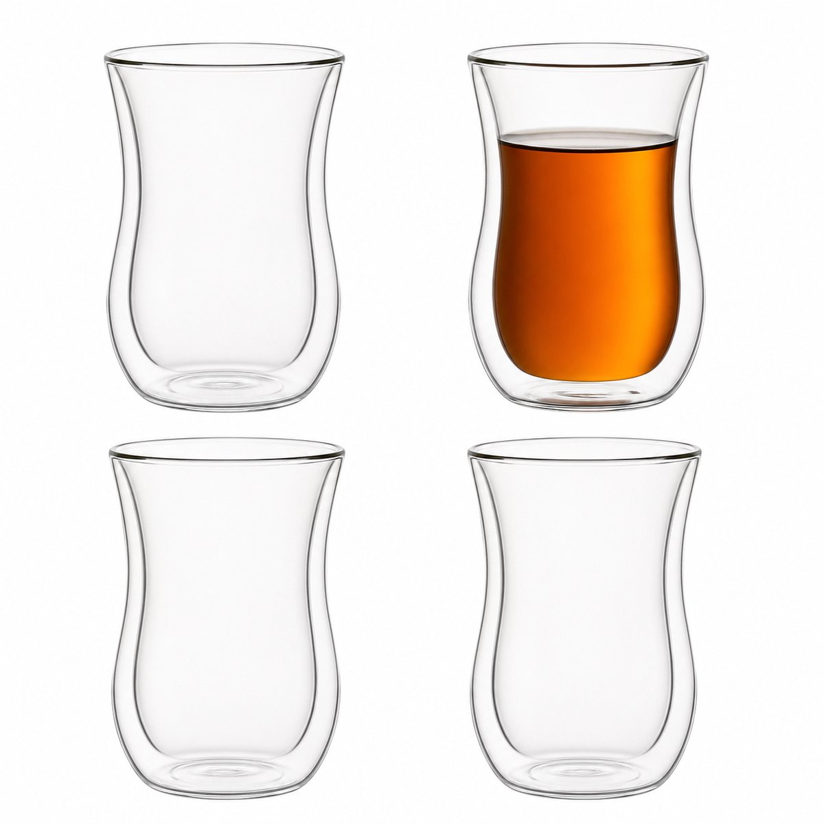 Bricard Dubbelwandige Turkse Theeglazen - 150ml - 4 Stuks - Dubbelwandige Glazen