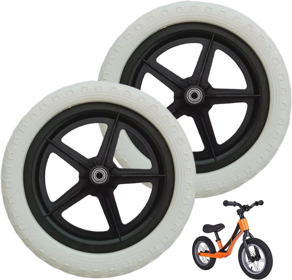 Fietswielen Kinderen Loopfiets Wielen Fietsen Leren Lichtgewicht Nylon 12 Inch Diameter Wit