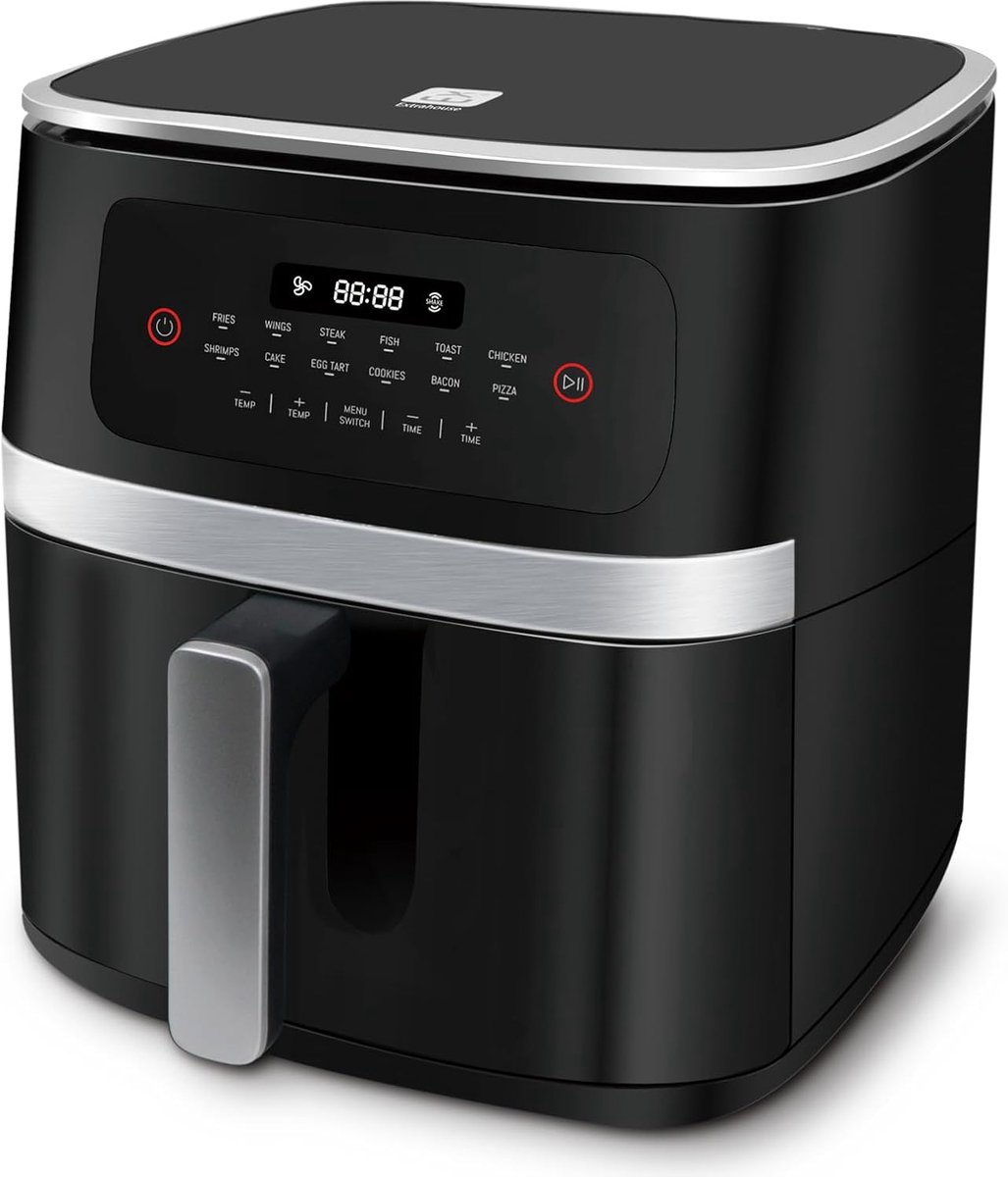 SnelShoppen - Airfryer 7 Liter XXL, Digitale Air Fryer Zonder Olie, Touch Screen, 1800 W, Timer, Receptenboek, Max Temperatuur 200 °C, Gezond Koken vo