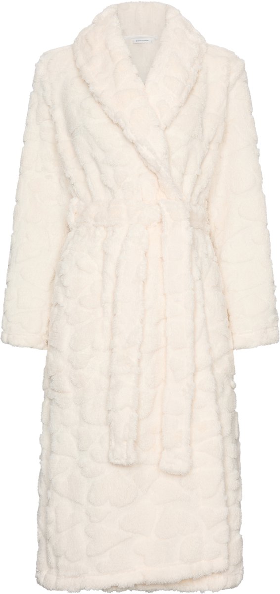 MyRebelle - Badjas - Endless Love - Fleece - Ecru - Hartjes - Maat S