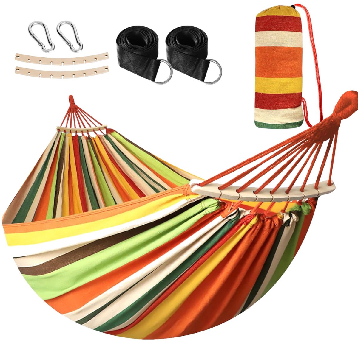 ApexArte® Hangmat met Spreidstok - Ademend Katoen - Buitenplek