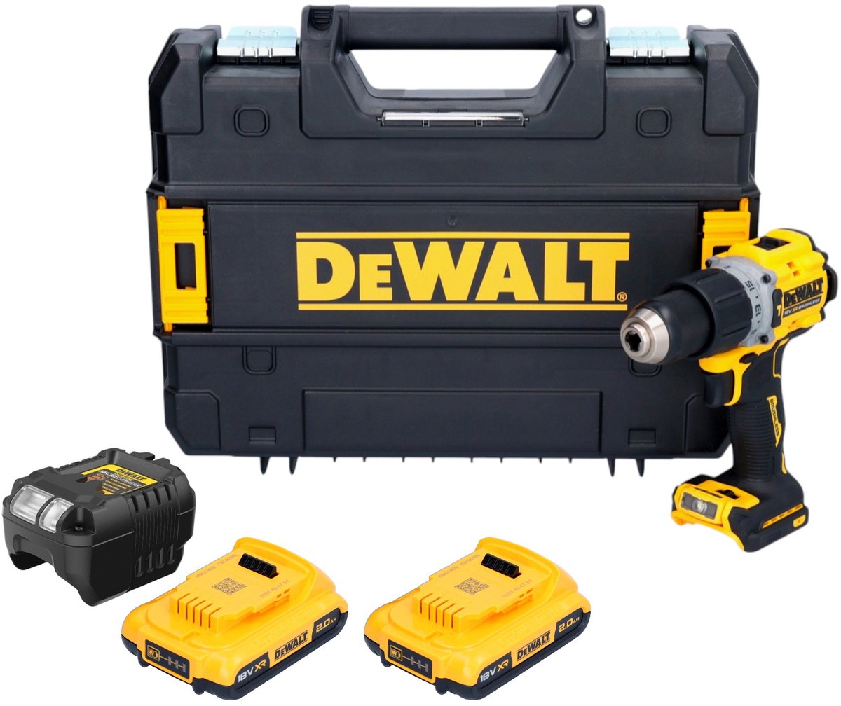 DeWalt DCD 805 D2T accu-klopboormachine 18 V 90 Nm borstelloos + 2x accu 2,0 Ah + oplader + TSTAK