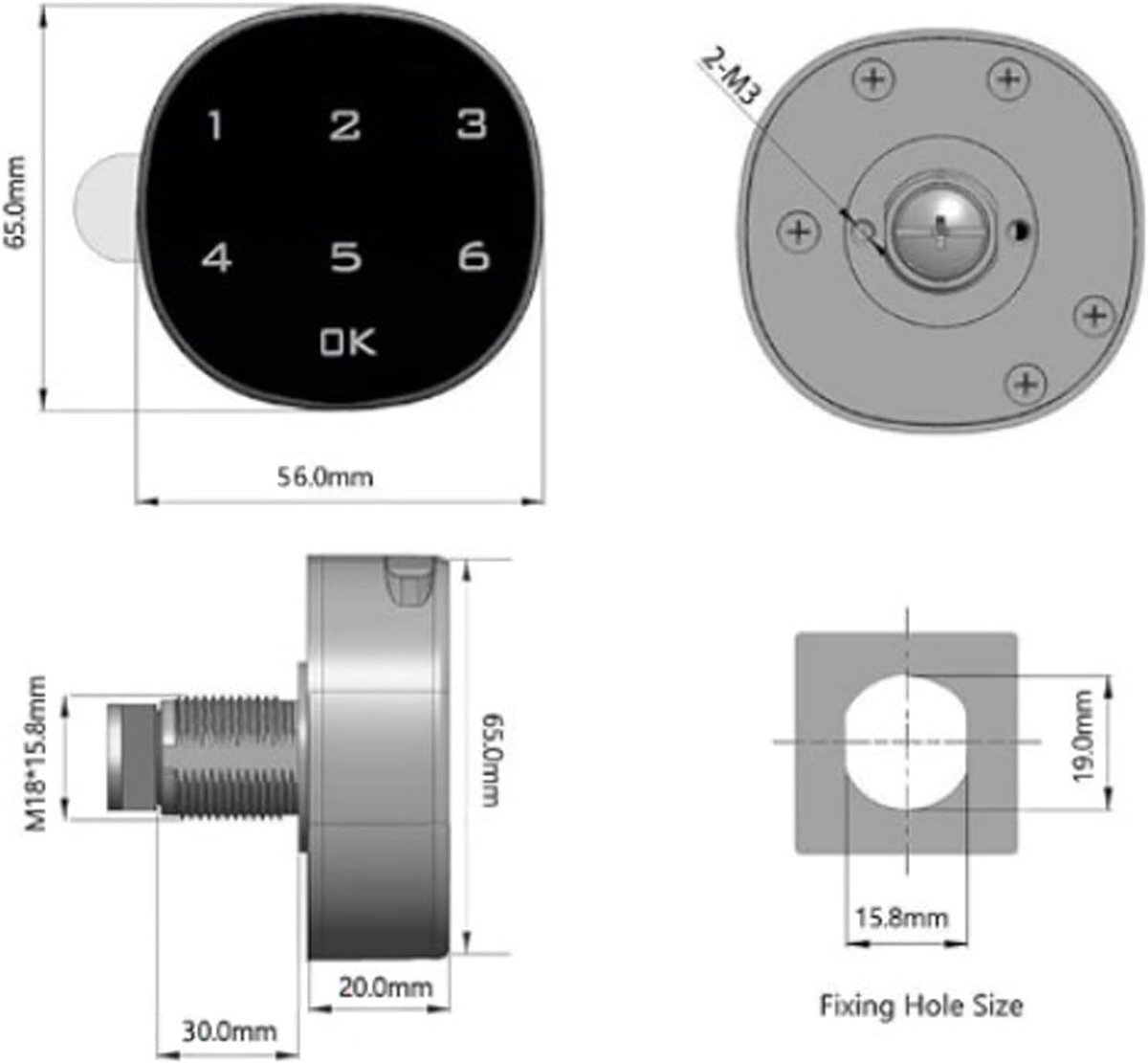 SnelShoppen - Digitale Elektronische Code Lock, Touch Screen Kluis Slot, Wachtwoordslot voor Kast, Mailbox, Documenten, Zinklegering, Eenvoudig te Ins