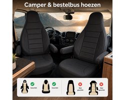 Stoelhoezen Fiat Ducato camper - Set van 2 - Zwart kunstleer - AIM