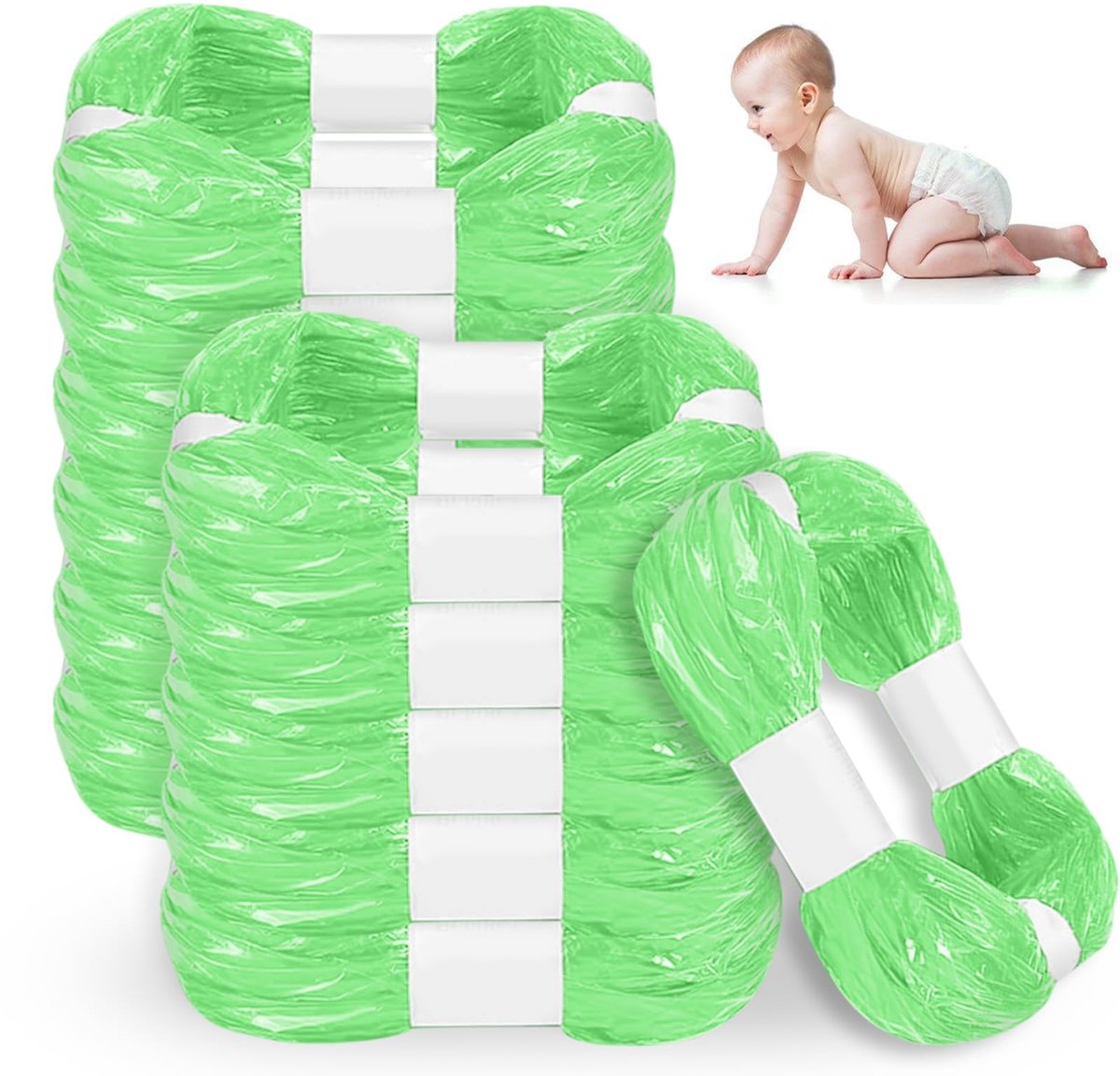 SnelShoppen - Luieremmer Navulcassettes 12 Stuks - Geurdichte Navulfolie voor Luieremmers - Compatibel met Diverse Merken - Groene Kleur - Ideaal voor