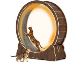 billie & bailey Katten Loopwiel - Looprad voor Kat - Kattenwiel - Cat Wheel - voor Binnenkatten - Stevig Berkenhout - Maat L - 100 cm - Walnoot