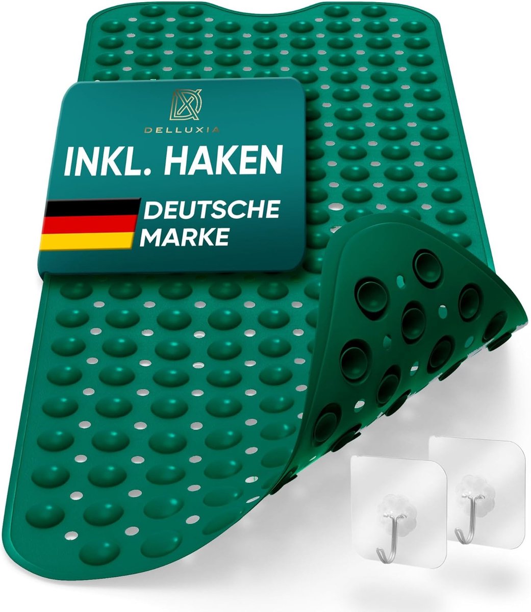 SnelShoppen - Delluxia Badmat Antislip XXL Groen voor Kinderen en Volwassenen, Douchemat met Ophanging, Badkuip en Douche, Veiligheid voor Jou en je K
