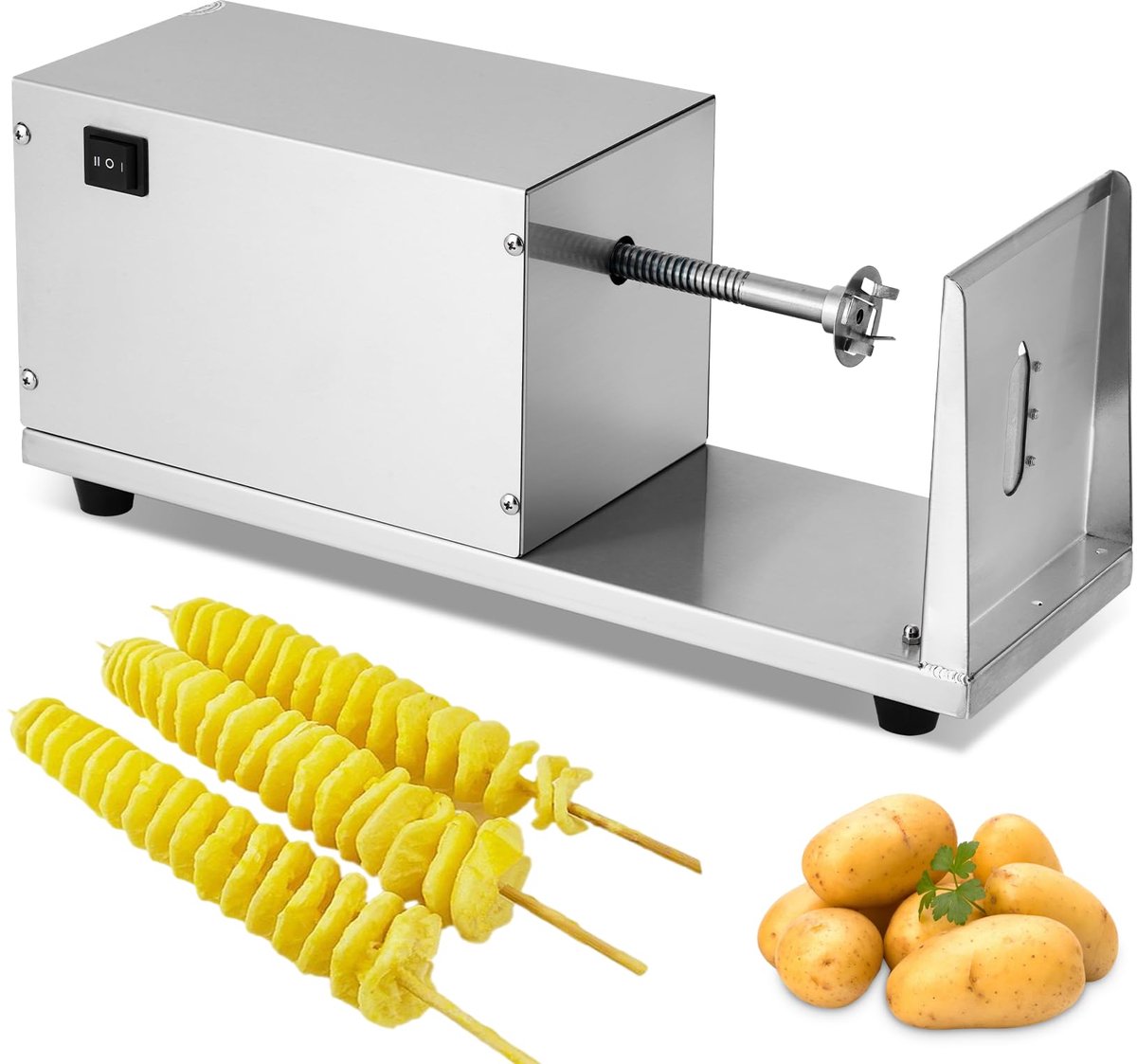 SnelShoppen - Elektrische Tornado Aardappelsnijder Automatische Spiraalaardappelsnijder voor Keuken - Zelfgemaakte Aardappel Twister Machine voor Fees