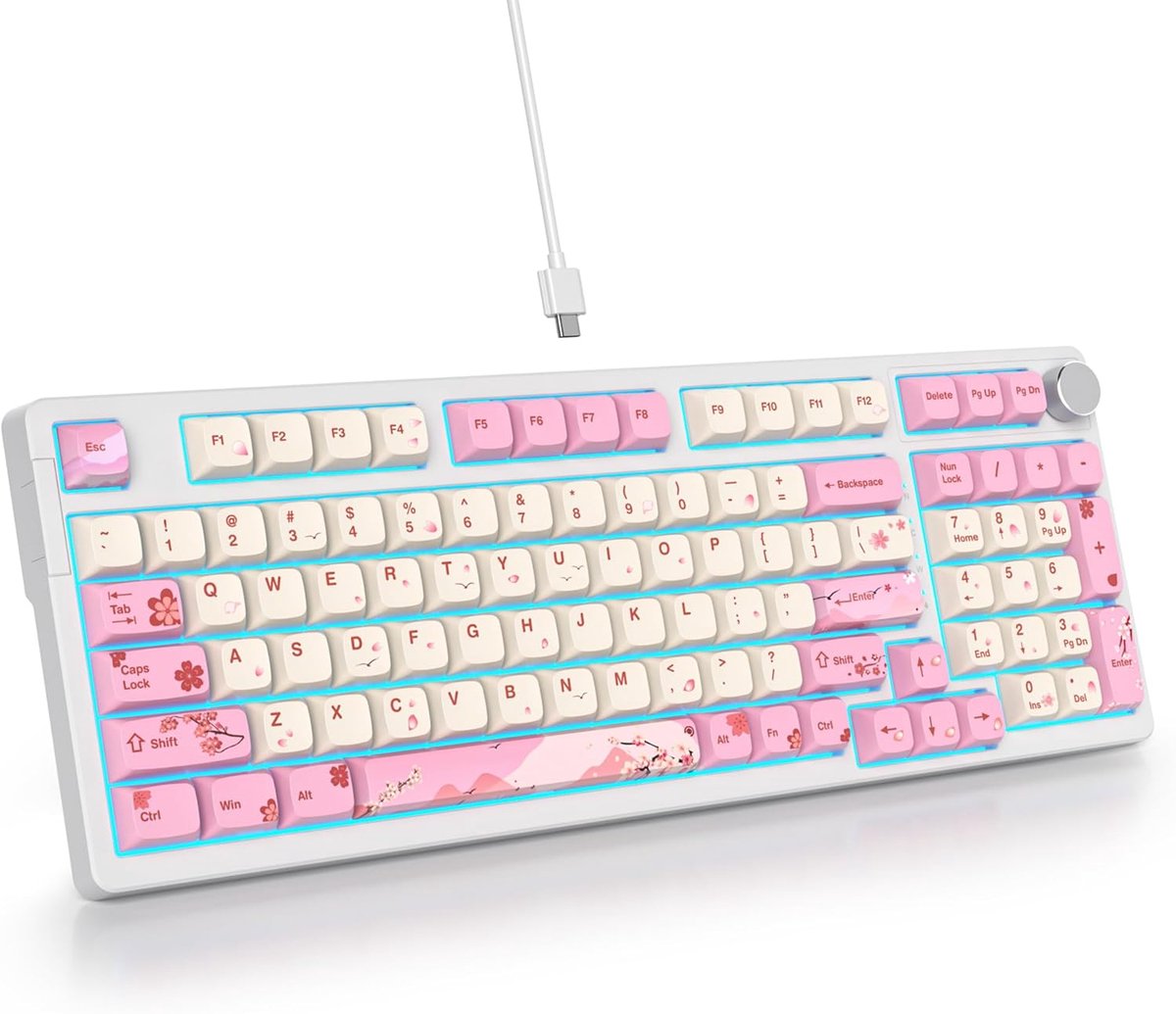 SnelShoppen - Mechanisch Gaming Toetsenbord met RGB Verlichting, 95% Gasket Structuur, 98 Toetsen Hot Swappable, Compact Ontwerp, Rood Switches voor G