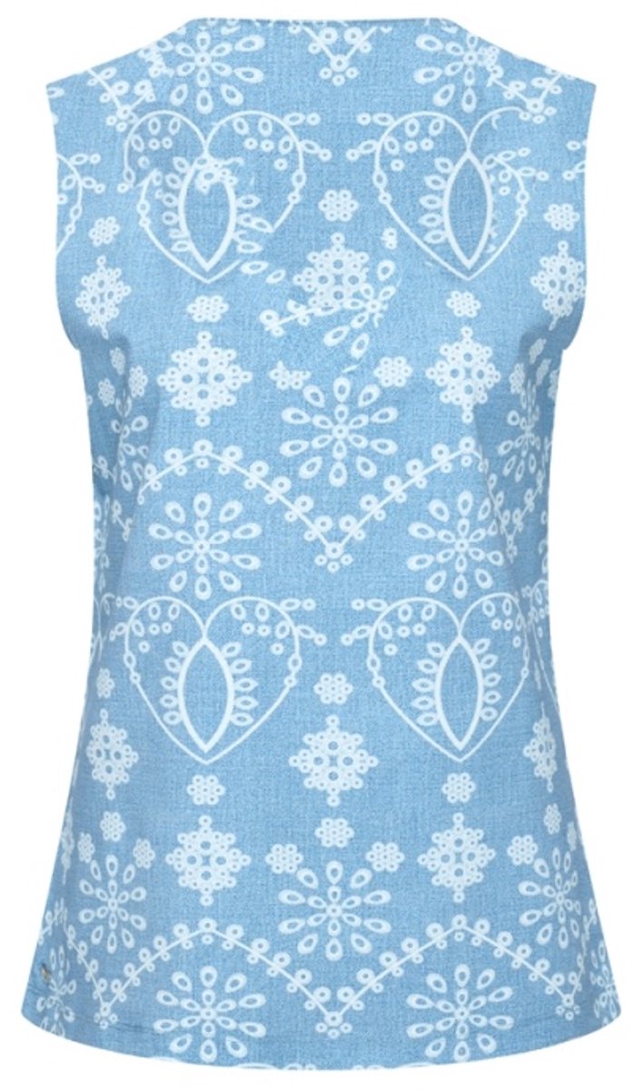 MI PIACE - Travel Top Mouwloos Print Denim Embroidery 2425 Bleached - Maat : XL