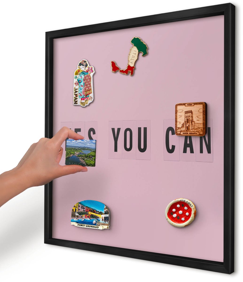 Artprintcave Roze Magneetbord mit Zwart Frame - 50x50 cm - Motivatie Elke Dag Notitiebord - Minimalist Magnetisch Bord Voor Magneten - Teksten