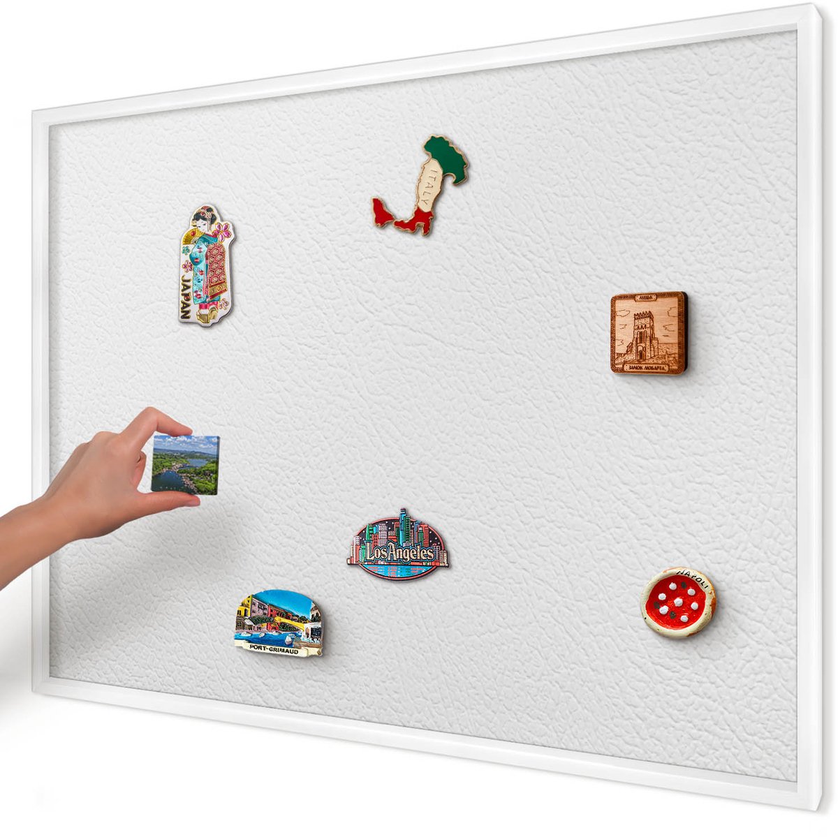Artprintcave Wit Magneetbord mit Witte Lijst - 100x70 cm - Witte Textuur Wandbord Magnetisch - Minimalist Magnetisch Bord - Texturen