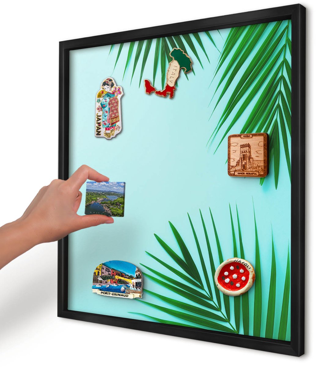 Artprintcave Groente Magneetbord mit Zwart Frame - 50x50 cm - Groene Bladeren Wandbord Magnetisch - Minimalist Magnetisch Bord - Natuur