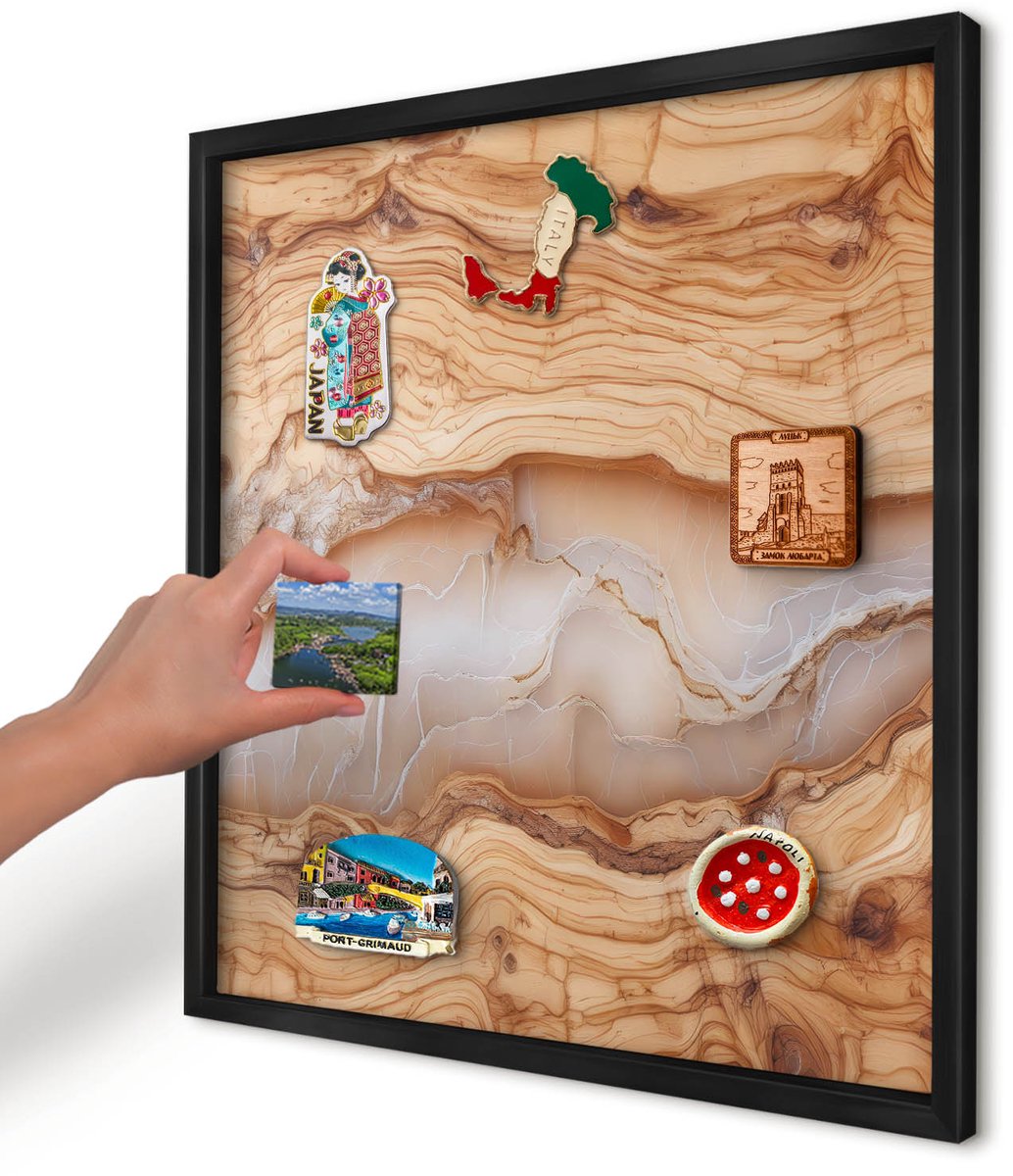 Artprintcave Bruin Magneetbord mit Zwart Frame - 50x50 cm - Houten Elegantie Memobord Keuken - Rustiek Magneetbord Voor Keuken - Texturen
