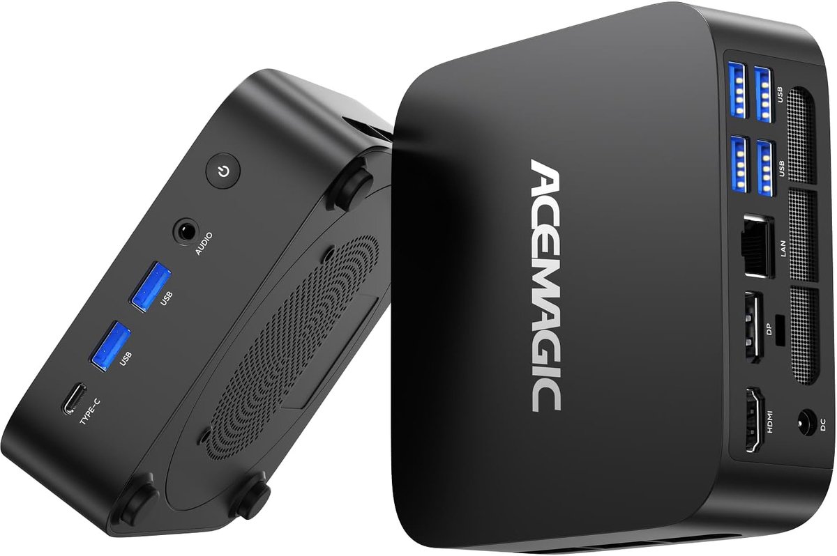 SnelShoppen - ACEMAGIC Kron Mini K1 Mini PC, AMD Ryzen Embedded R2544 (4C/8T, 3.7GHz), 8GB DDR4 RAM, 256GB SSD, Mini Desktop voor Onderwijs, Kantoor,