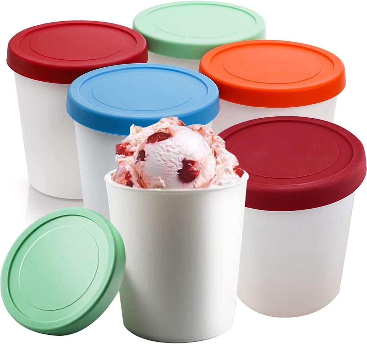 Set van 6 IJscontainers, 250 ml, BPA-vrij, Voedselveilige Opbergcontainers voor IJs en IJsroomproductie