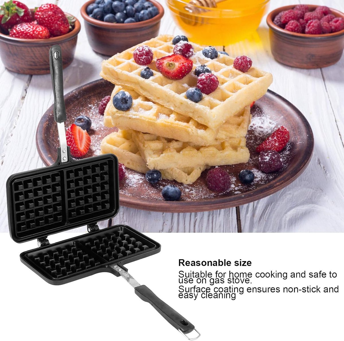 Mini Wafelijzer - Ei Cakevorm - Thuis Bakken - Antiaanbaklaag - 33x22x3cm - Zwart — cadeau in Kookcadeaus - foto 3