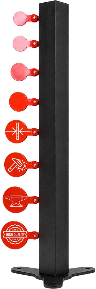 RAM Power Tower – Luchtbuks Target – 8 Stalen Doelen – 62 cm – Zelfresettend Schietdoel – Stalen Target- 3 mm staal dikte