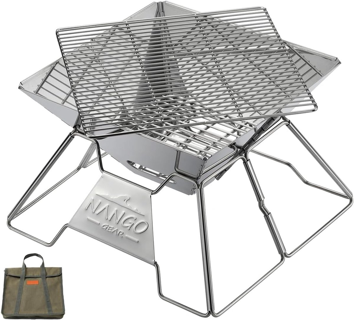 SnelShoppen - Draagbare Houtskool BBQ Grill van Roestvrij Staal voor Kampvuur, Camping, Tuin en Feest - Compact en Lichtgewicht 111107(MT-2)