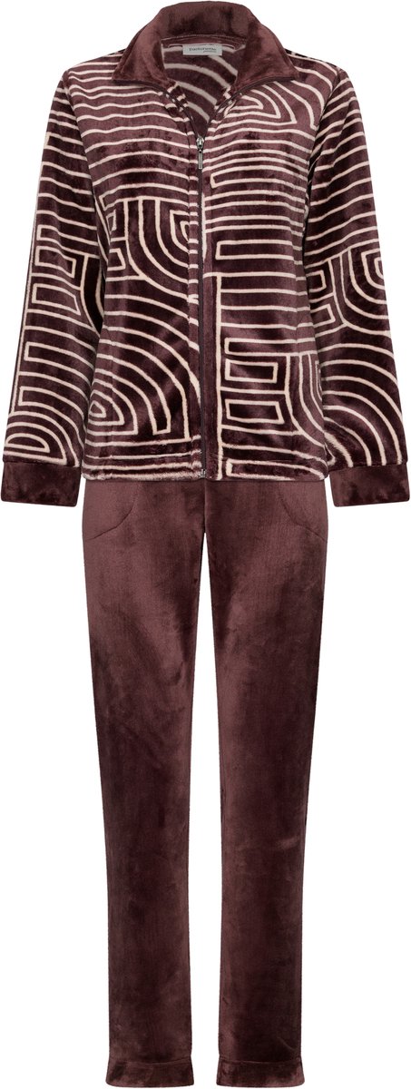 Pastunette Premium - Huispak - Lunar Lines - Fleece - Paars - Rits - Maat 36